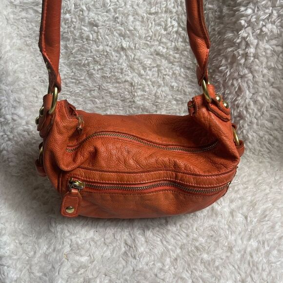 Vintage Fully Leather Orange Linea Pelle Collection shoulder bag brass hardwares - Picture 11 of 16